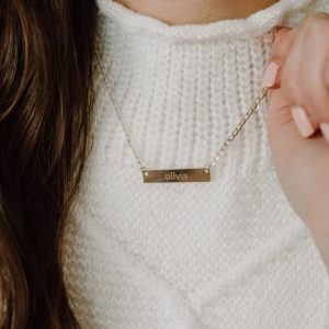 Engraved Gold-Filled Name Bar Necklace