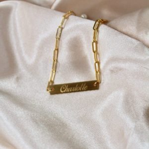 Engraved Golden Paperclip Name Bracelet