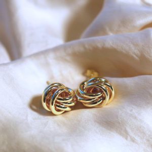 Gold Filled Love Knot Stud Earrings