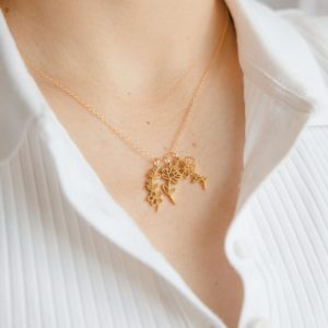 Golden Birth Flower Charm Necklace