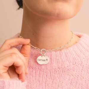 Silver Handstamped Paperclip Necklace