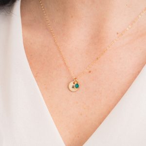 Dainty Gold-Filled Initial & Birthstone Necklace