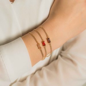 Golden Baguette Birthstone Bracelet