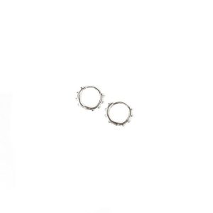 Dainty Silver Beaded Huggie