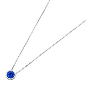 Round Bezel Solitaire Birthstone Necklace