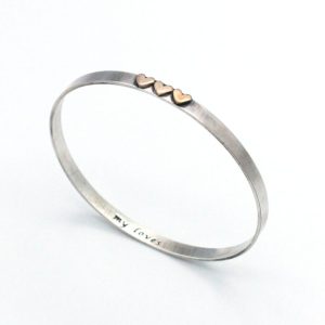 Mixed Metal Secret Love Message Sterling Bangle