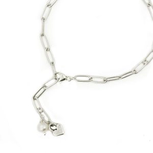 Silver Dainty Paperclip Charm Bracelet