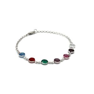 Sterling Silver Connected Birthstone Bracelet