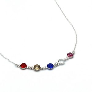 Silver Connected Birthstone Necklace