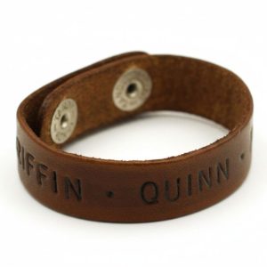 Handstamped Thin Leather Cuff