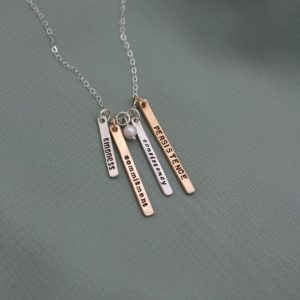 Skinny Rectangle Names Charm Necklace