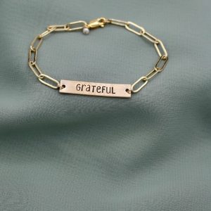 Handstamped Golden Paperclip Name Bracelet